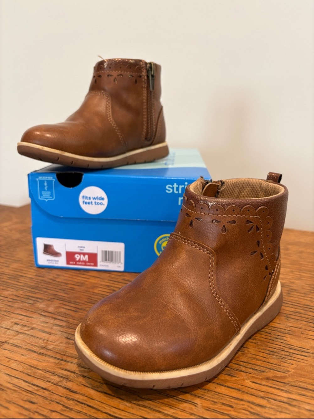 Stride Rite Sveta boot in tan. Little girl size 9M
